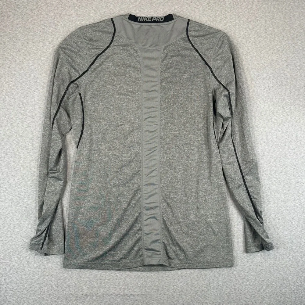 Nike Pro Shirt Mens Small Grey Heather Long Sleeve Fitted Training Dri-FIT